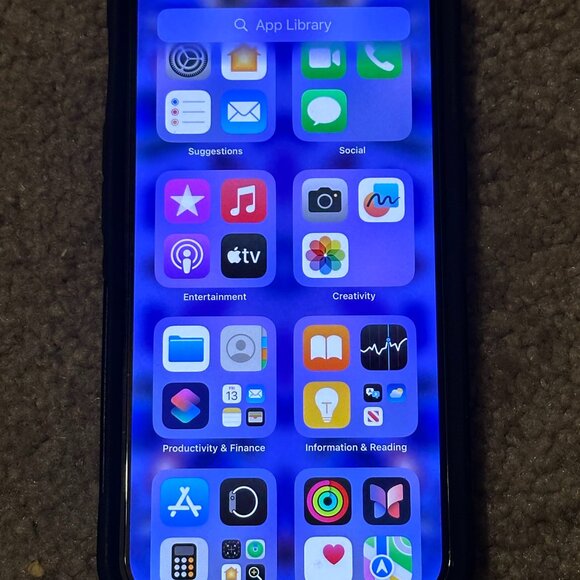 Black Apple iPhone 14 128GB Factory Unlocked iCloud Off with an Otter Box Case